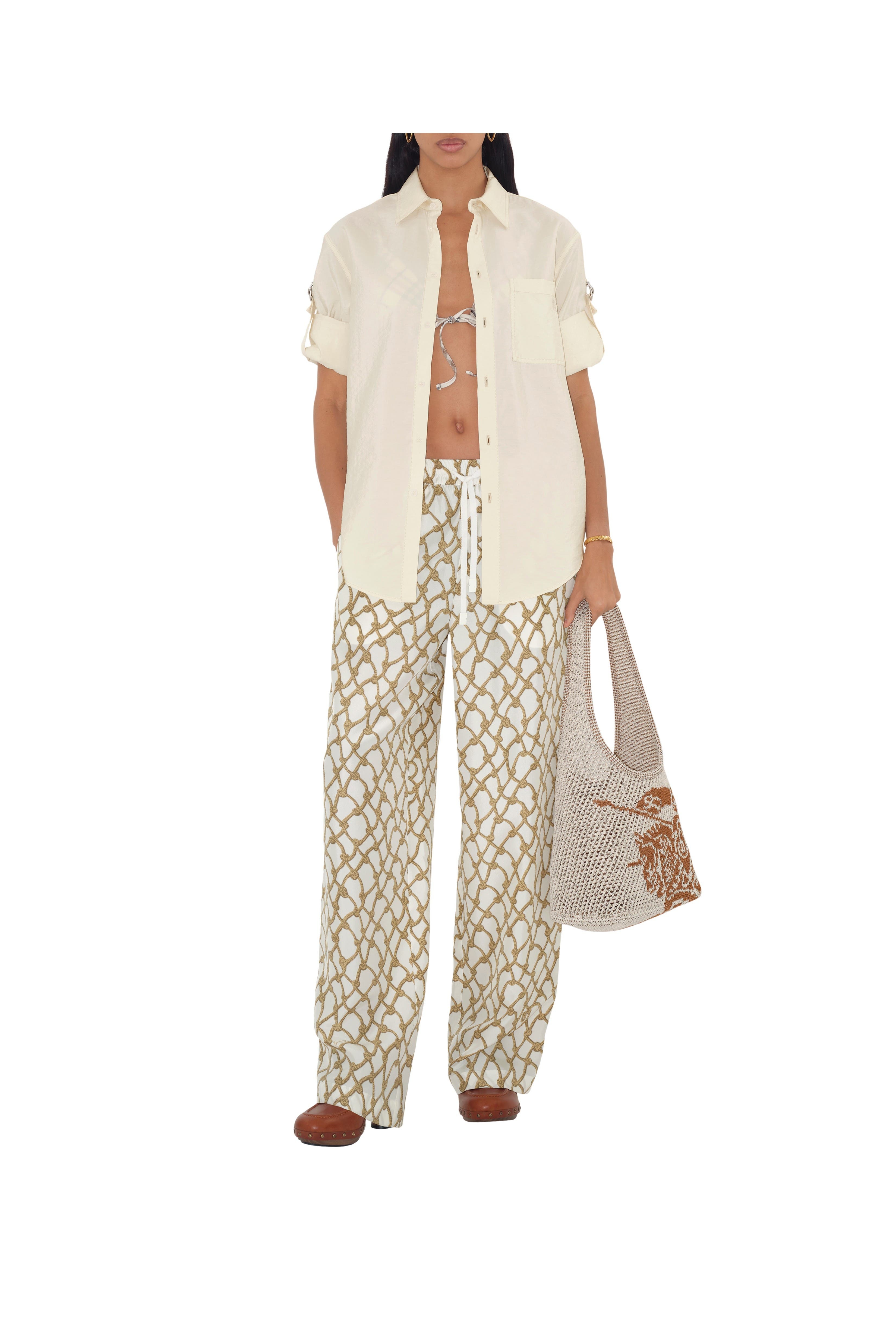 burberry Large EKD Crochet Bag in White/sand at Nordstrom - 3