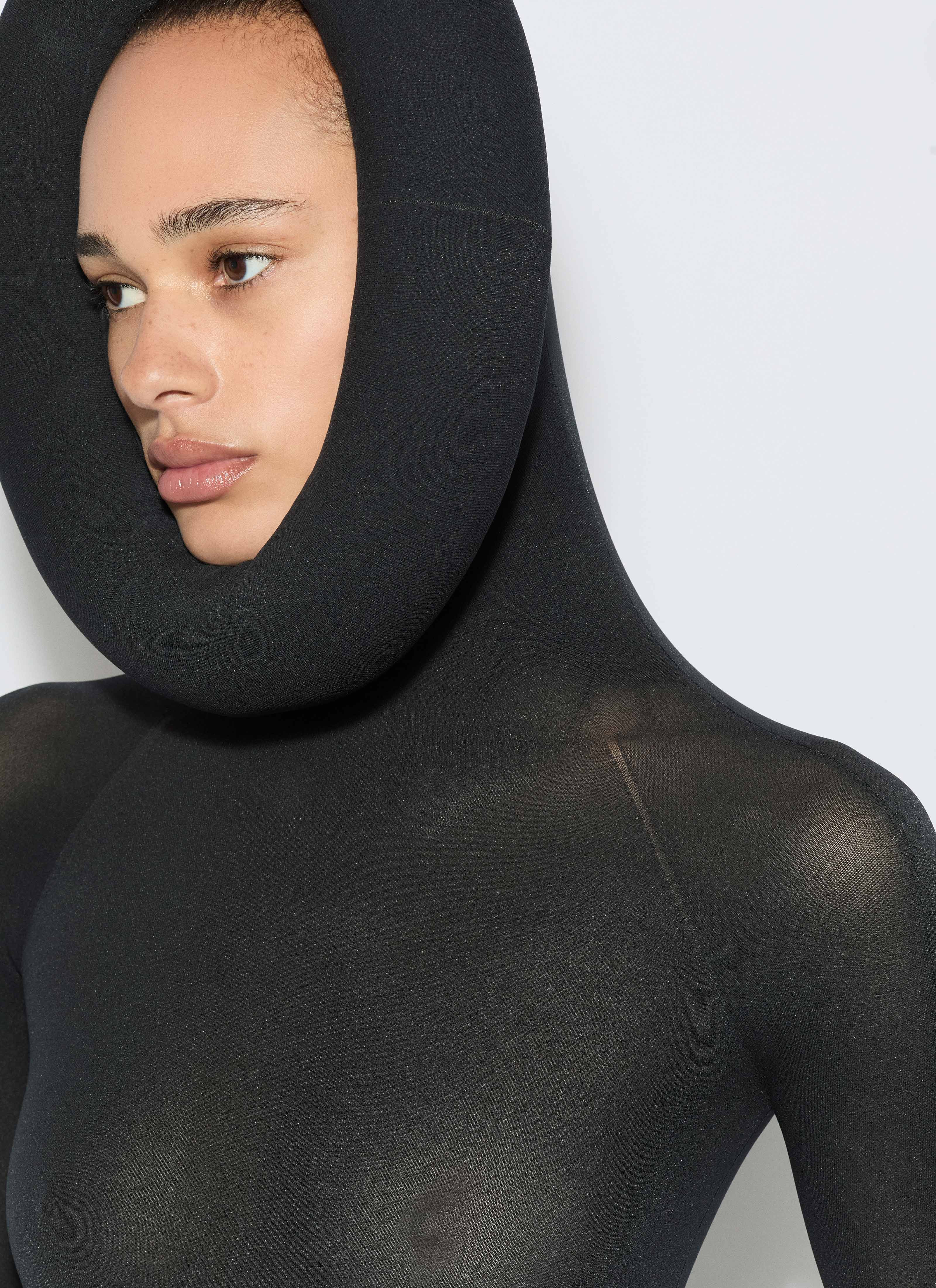 SCULPTURAL HOOD BODYSUIT IN SECOND-SKIN KNIT - 6