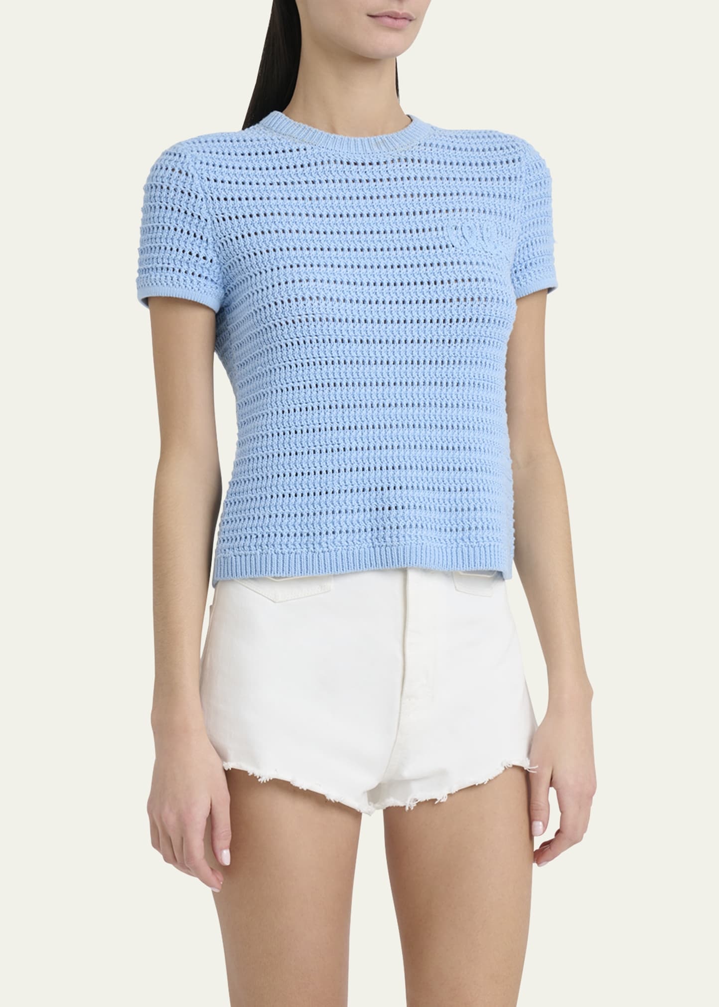 Open-Knit Logo Embroidered Top - 4