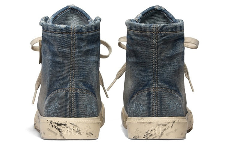 Balenciaga Paris High Top Sneakers 'Blue Destroyed Denim and Rubber' 688752W3RCL4090 - 6