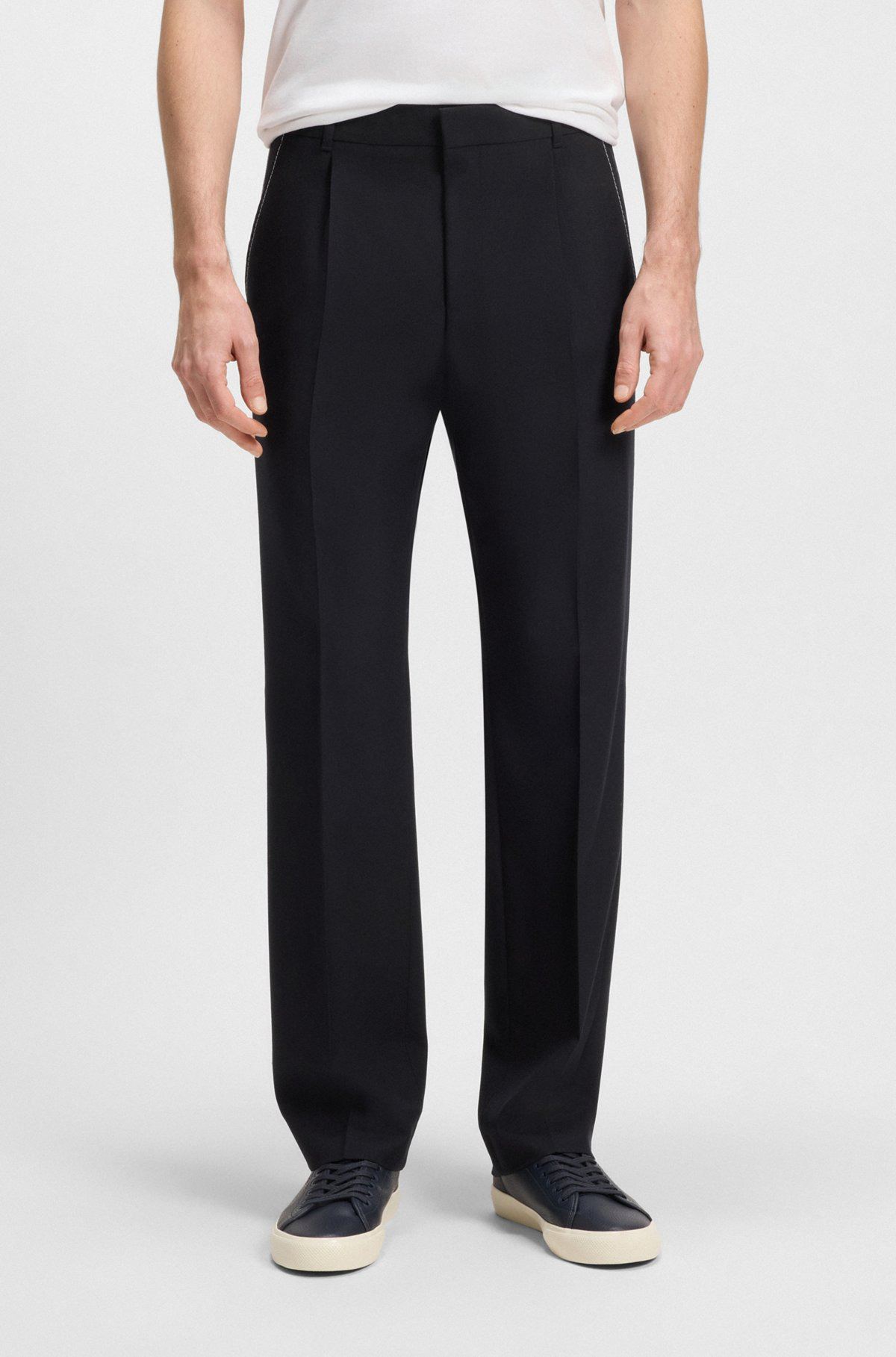 RELAXED-FIT TROUSERS IN MELANGE WOOL - 2