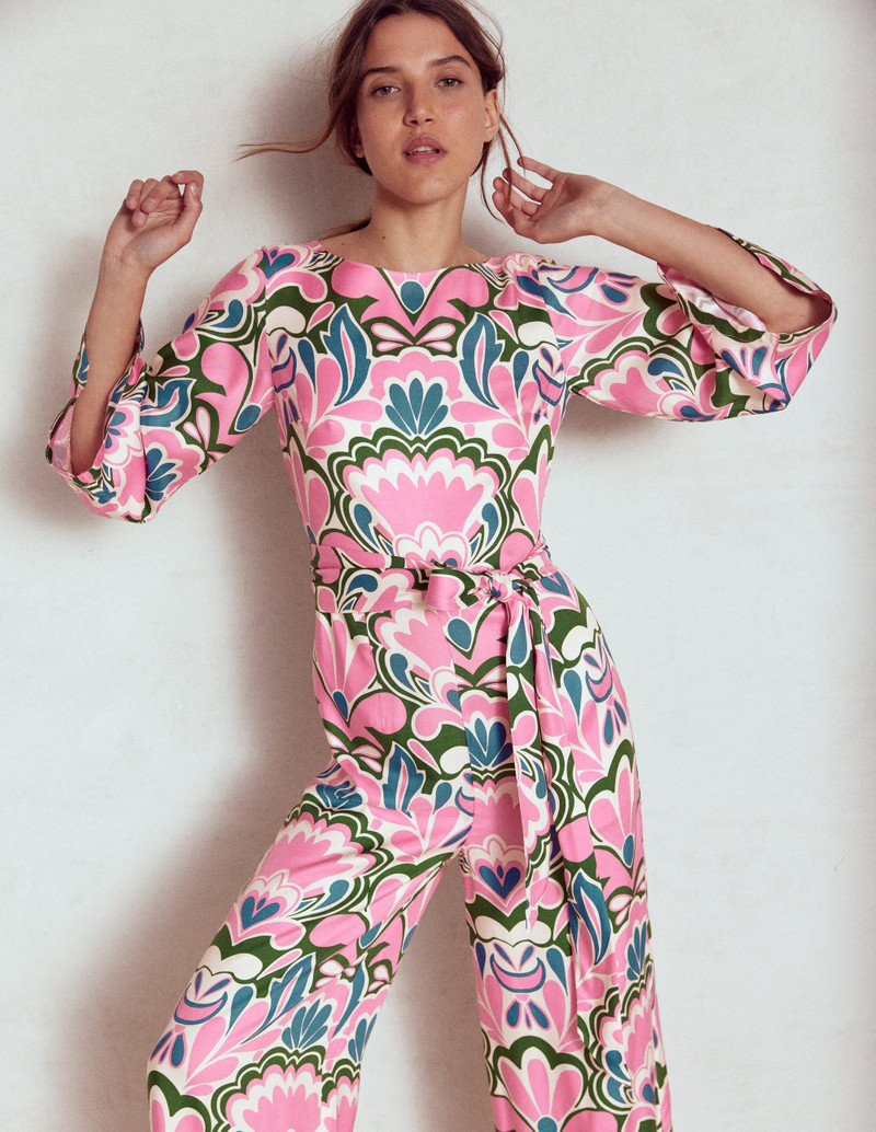 Kimono Sleeve Jumpsuit-Meadowsweet Pink, Freesia 4
