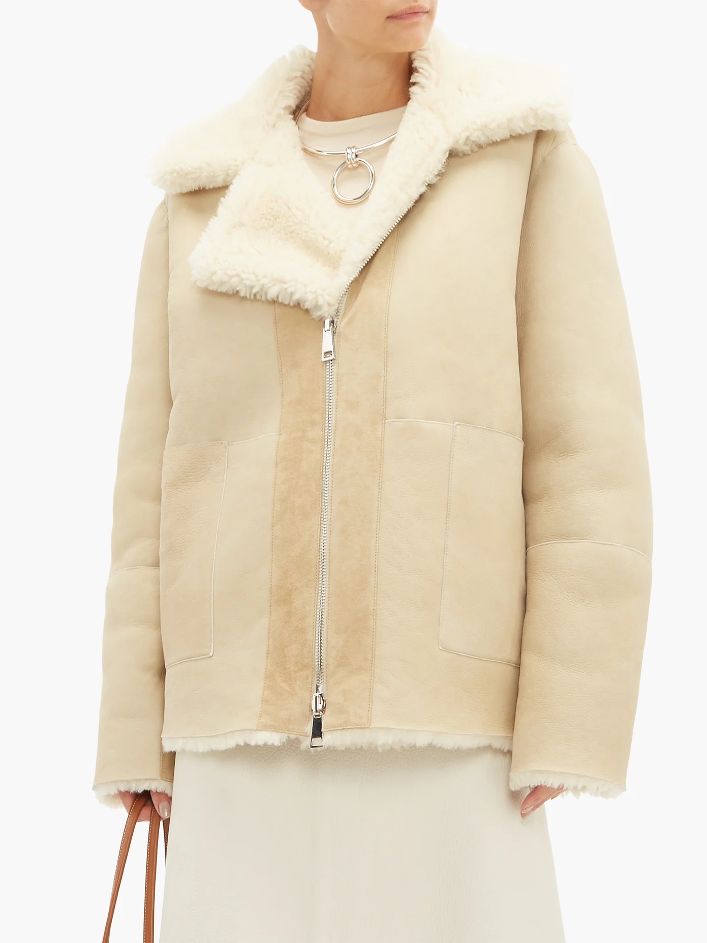 Reversible shearling and suede jacket - 6