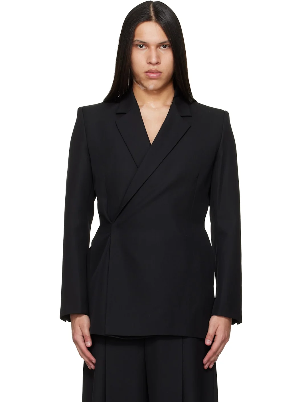 Black Egonic Double Breasted Blazer - 1
