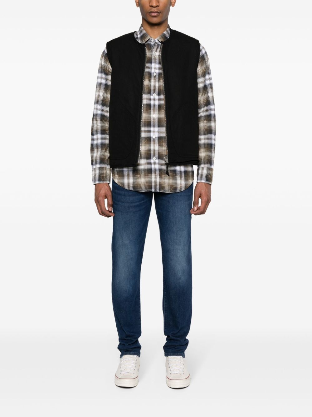 logo-plaque tapered jeans - 2