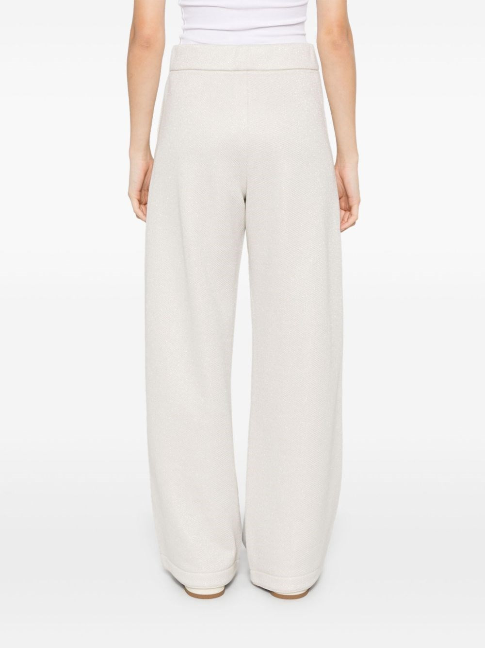 Cotton blend wide-leg trousers - 3