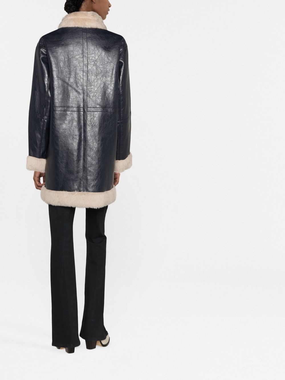 Haley shearling-trimmed faux-leather coat - 4