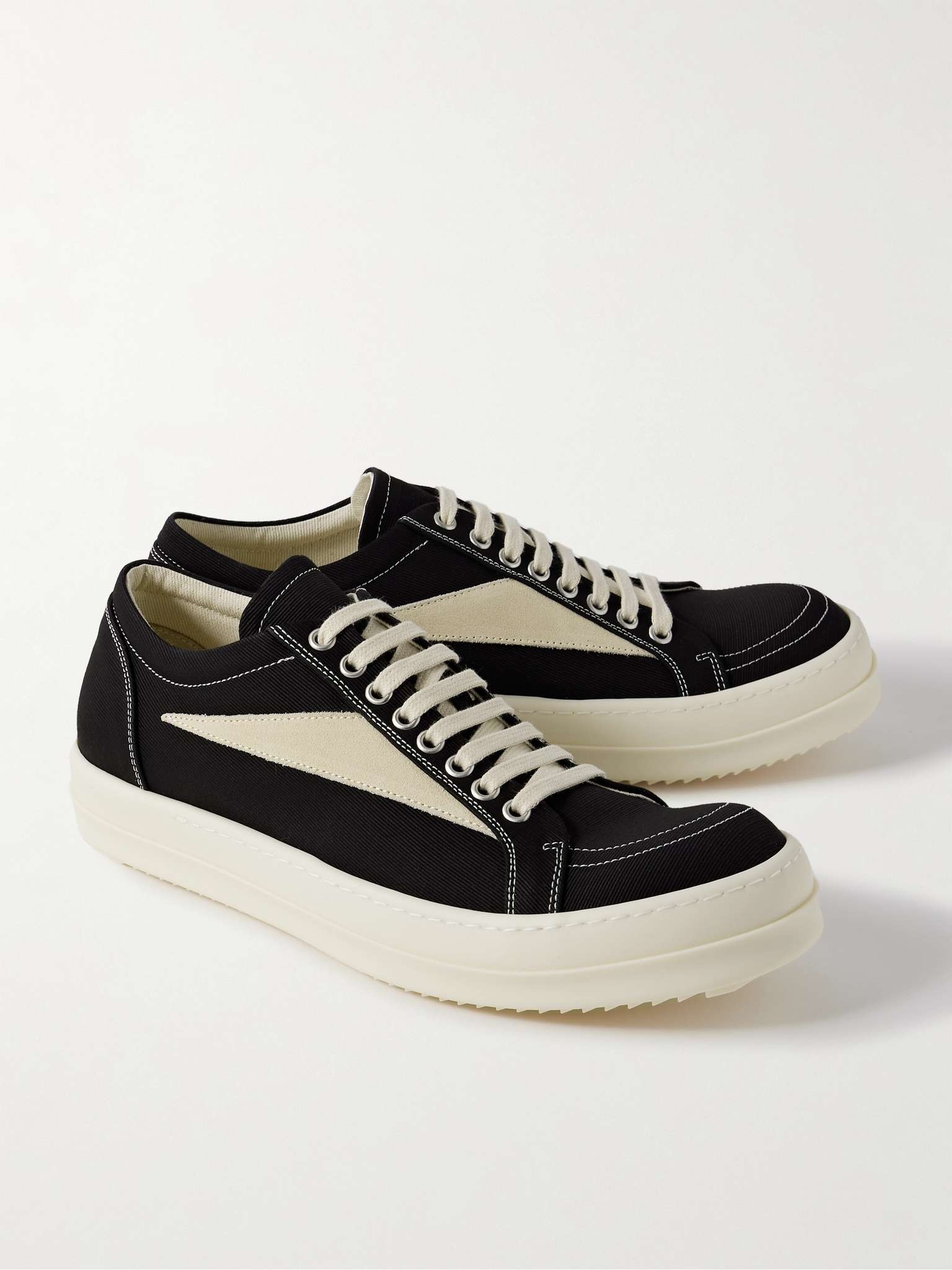 Vintage Suede-Trimmed Twill Sneakers - 4