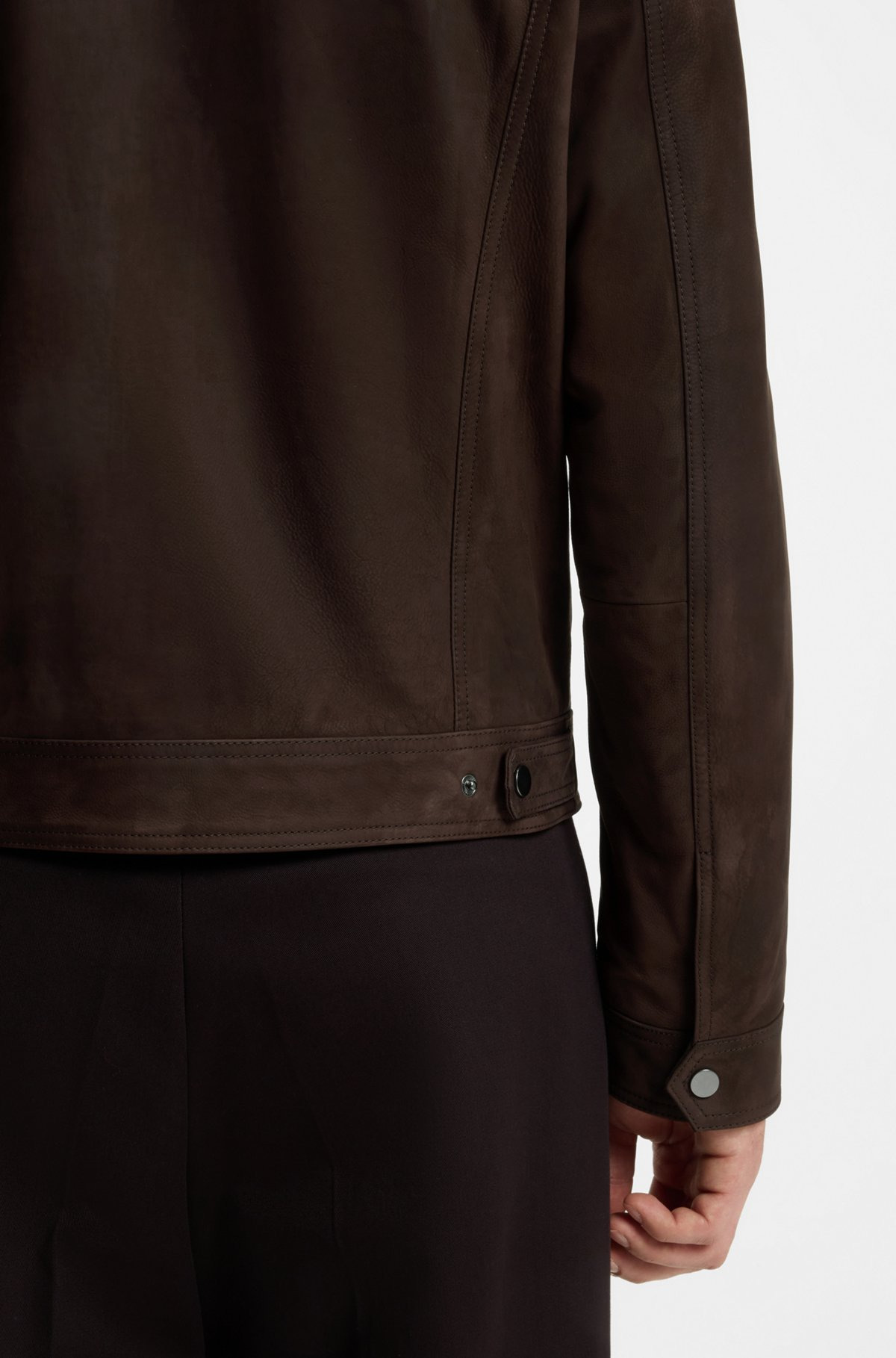 BECKHAM X BOSS LEATHER JACKET WITH FUR COLLAR - 6