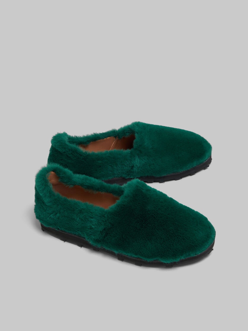 GREEN SLIP-ON LOAFER IN FAUX FUR - 5
