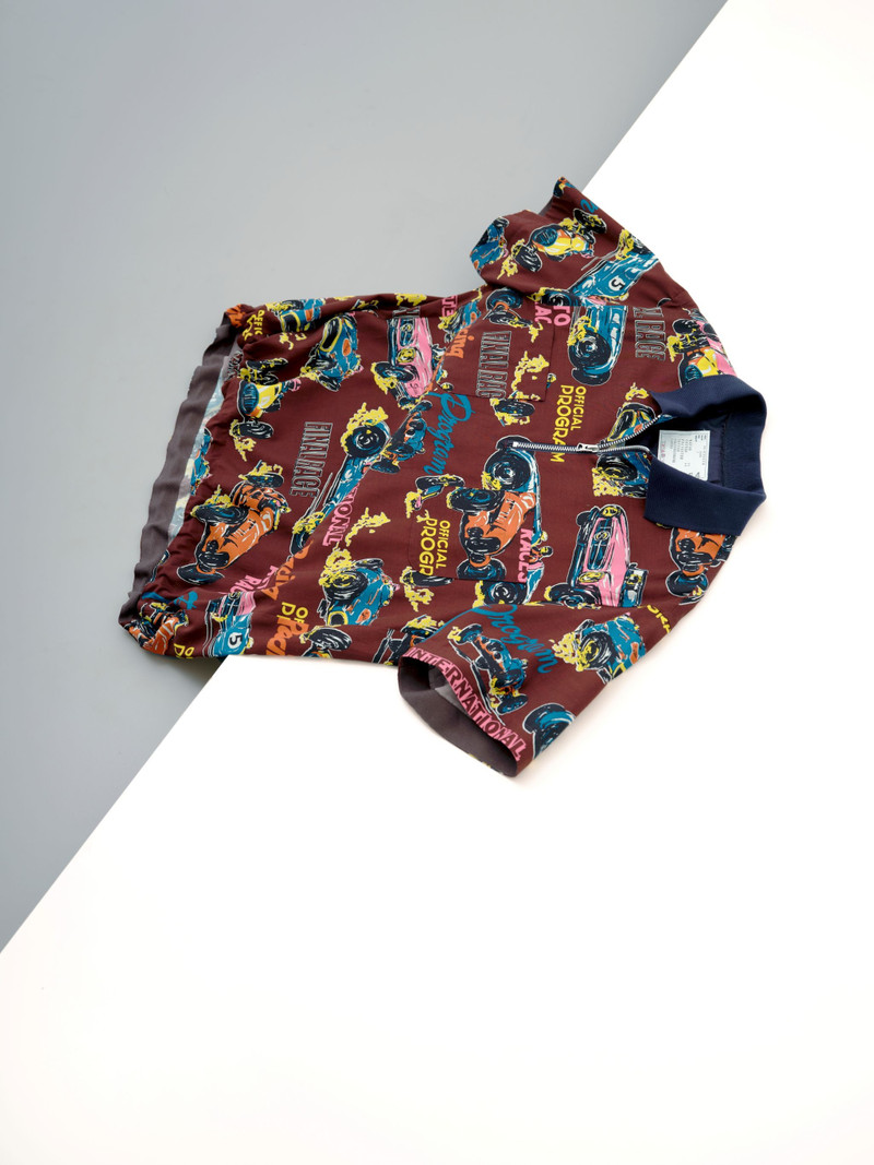 sacai Car Race / Tropical Print Polo Shirt outlook