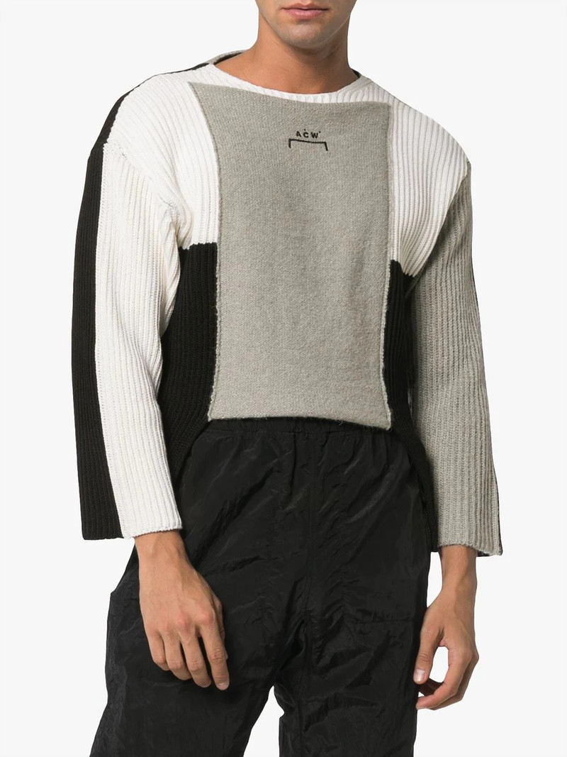 panelled asymmetric merino blend jumper 3