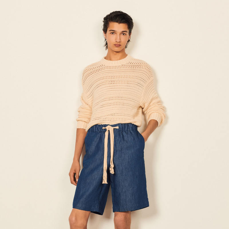Sandro Wide chambray Bermuda shorts outlook