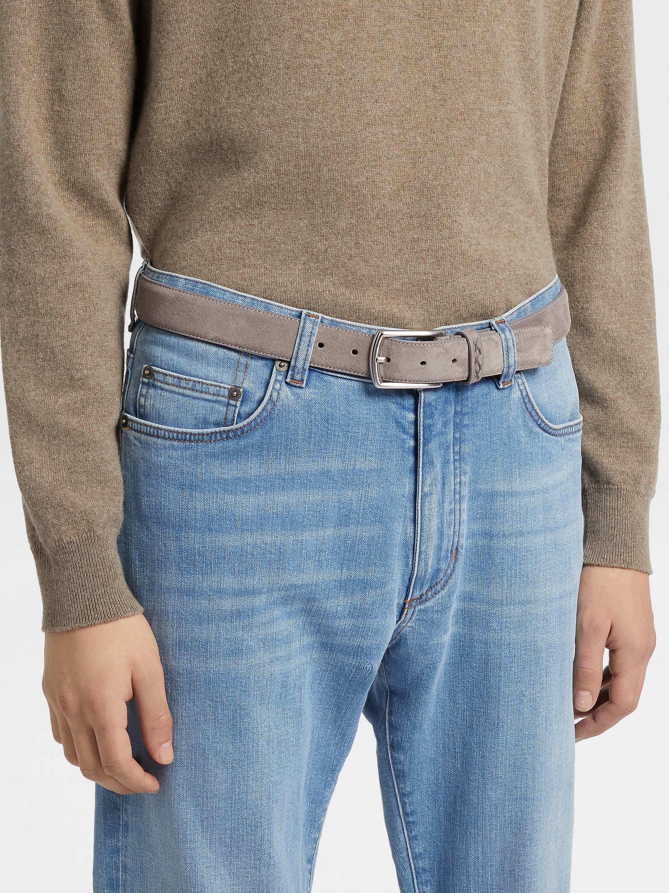 GREY MÉLANGE SUEDE BELT - 3