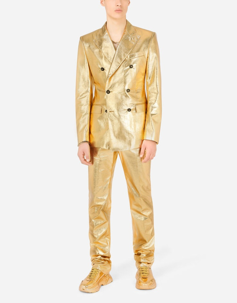 Double-breasted Sicilia suit in laminated fabric 9