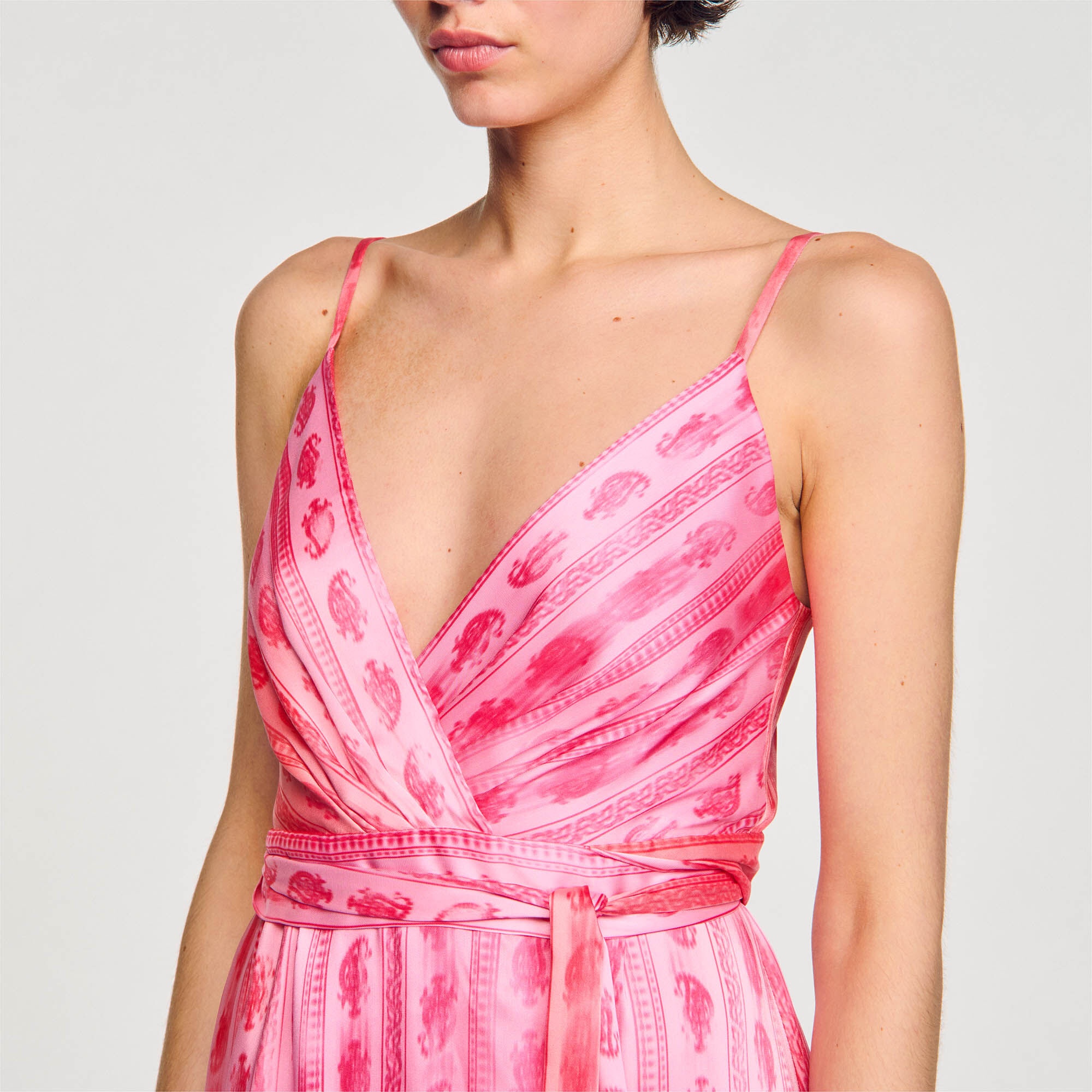 MIDI DRESS WITH TIE BELT - 4
