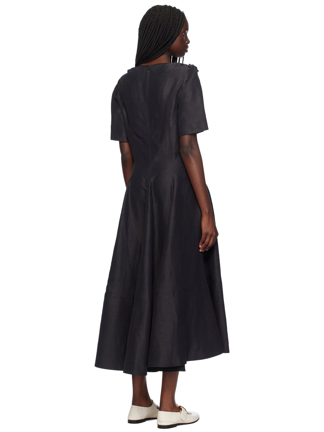 Black Fluid Midi Dress - 3
