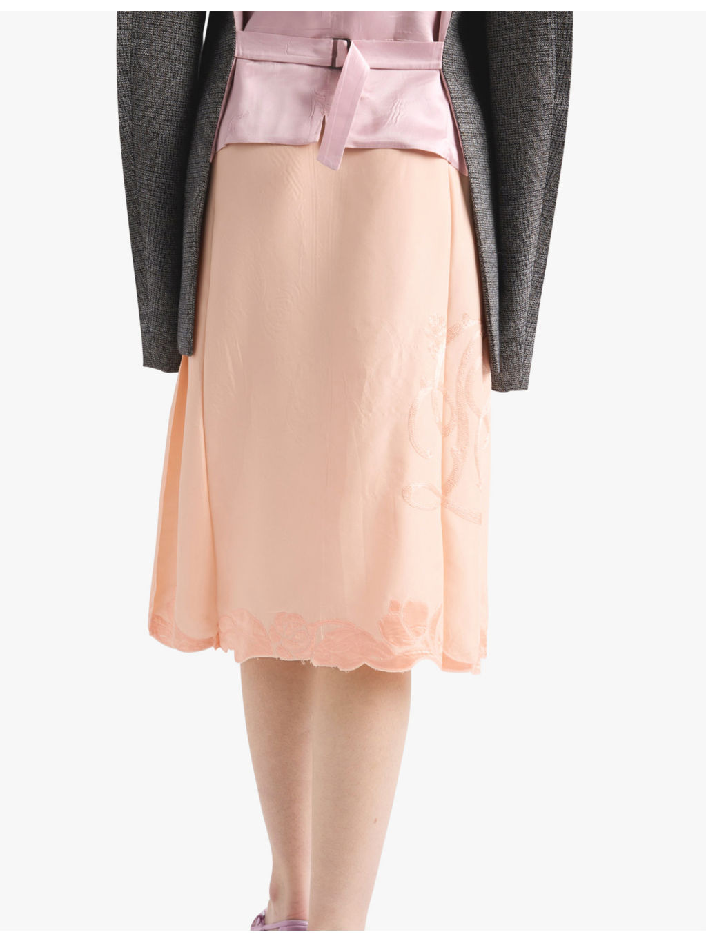 Embroidered habutai-silk midi skirt - 4
