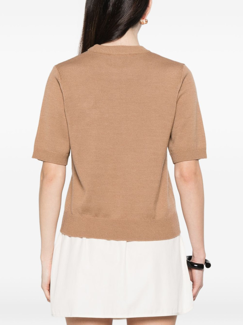 floral-appliqué short-sleeve sweater 4