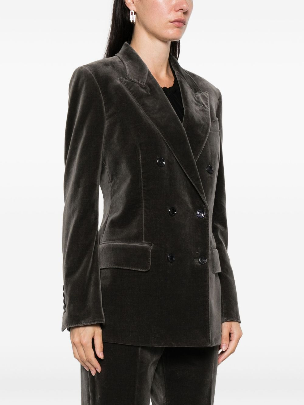 double-breasted velvet jacket - 3
