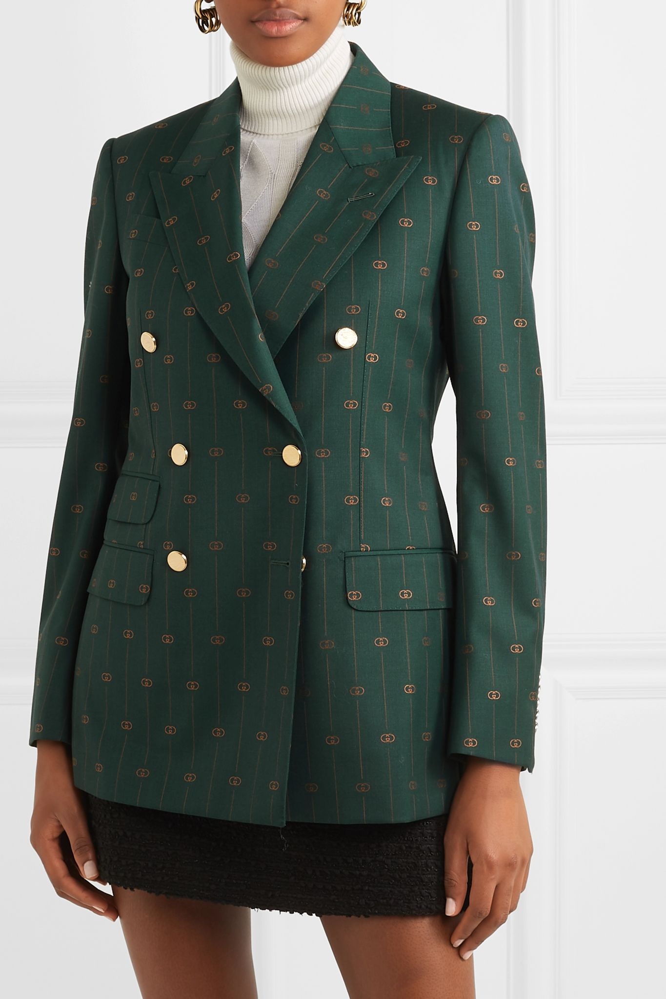 Wool-jacquard double-breasted blazer - 3