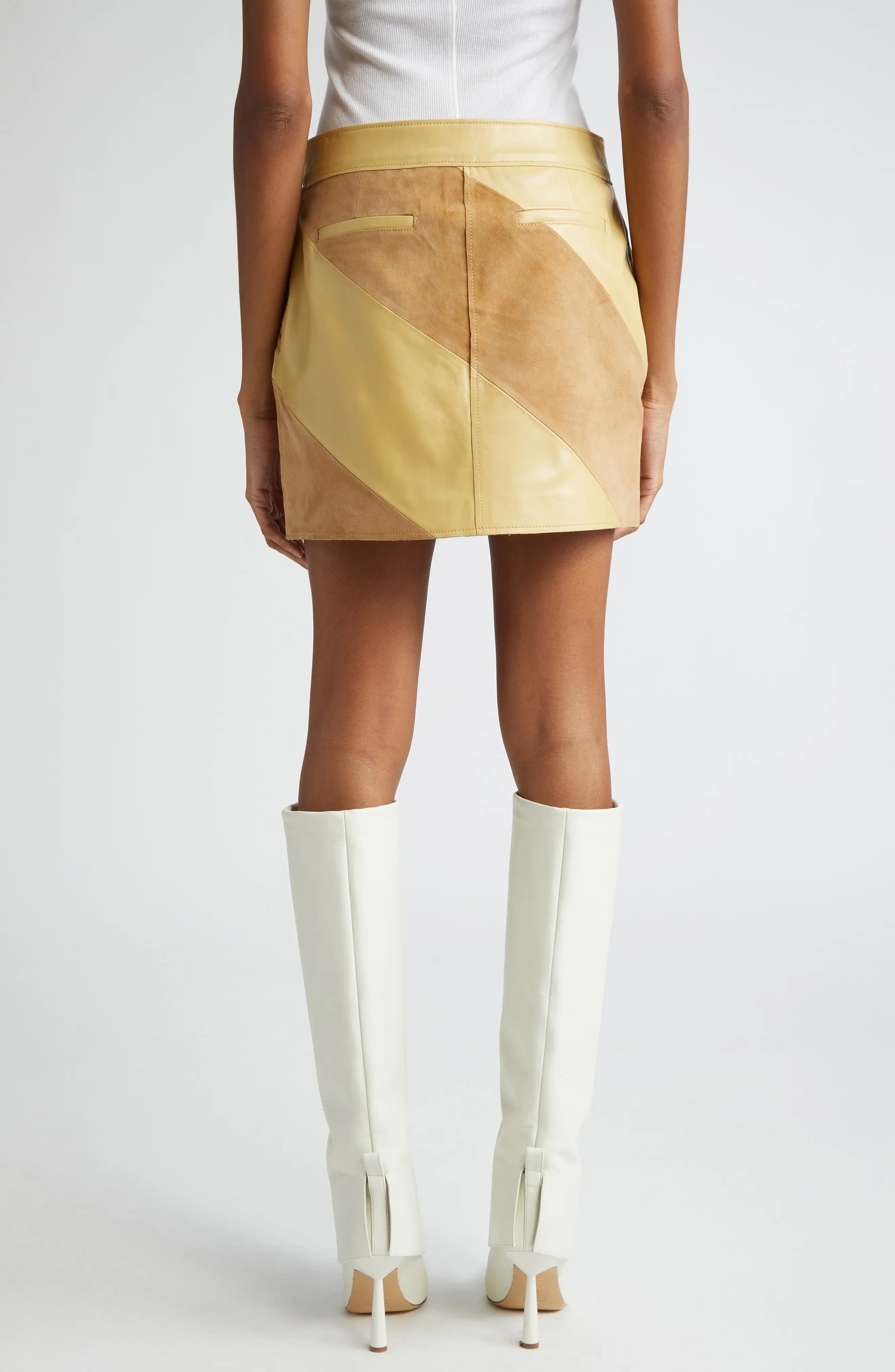 Seona Suede & Leather Panel Miniskirt - 3