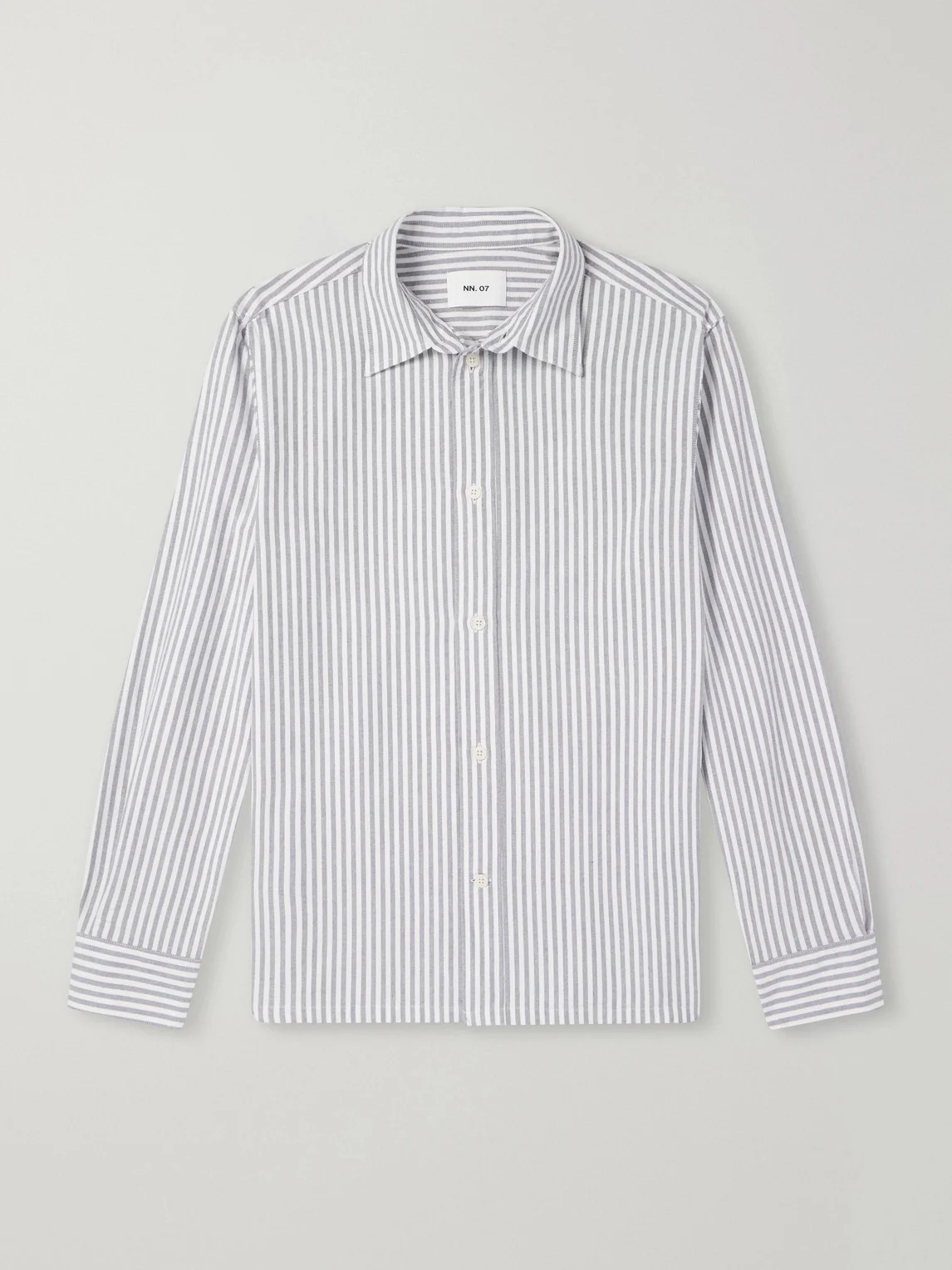Colby 5910 Button-Down Collar Striped Organic-Cotton Oxford Shirt - 1