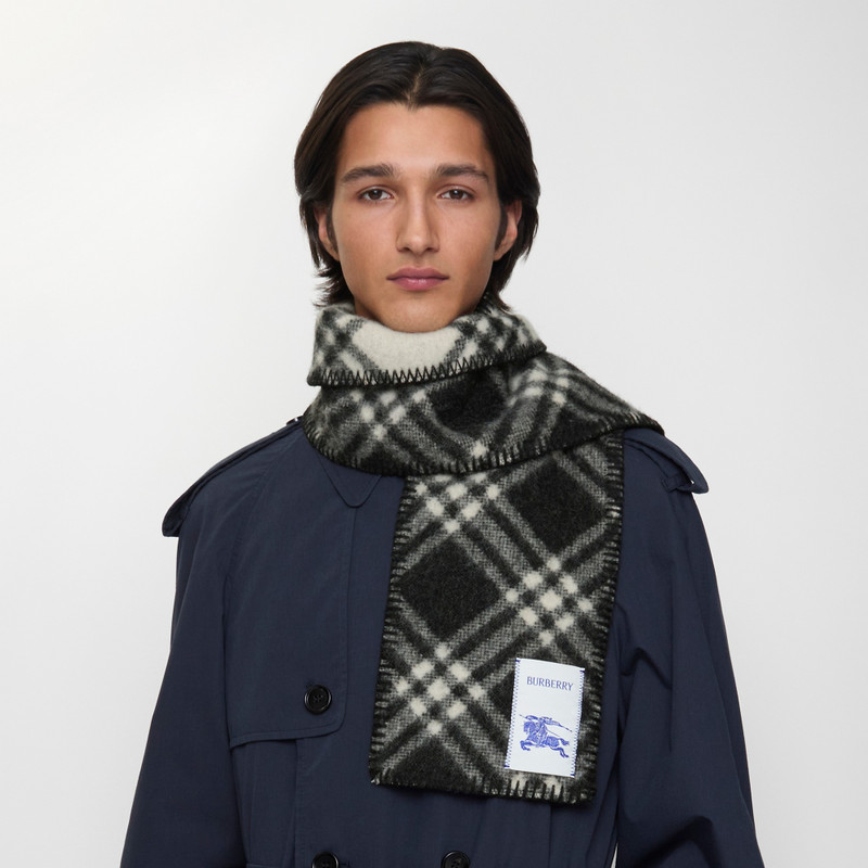 Narrow Check Wool Scarf 5