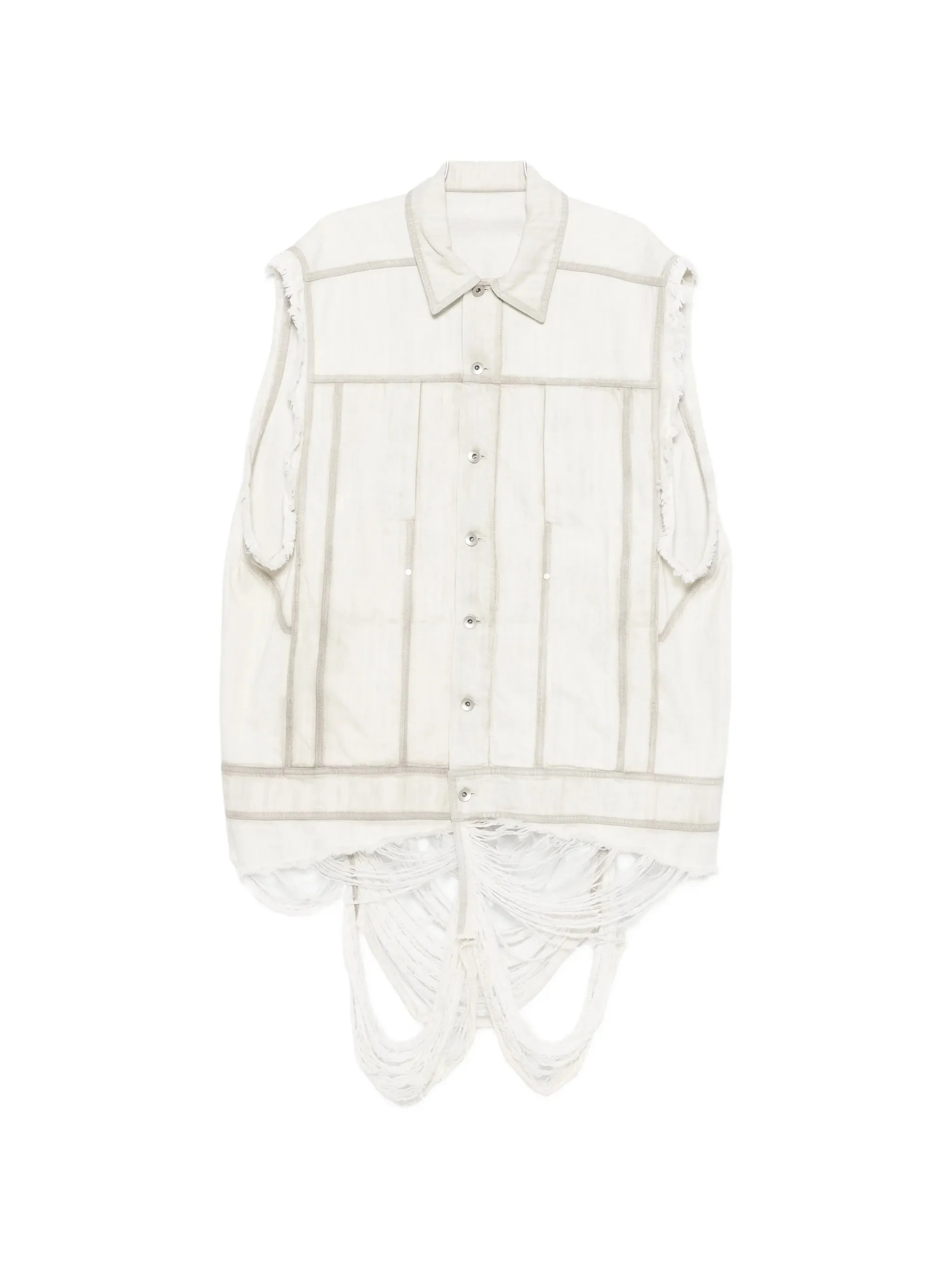 Rick Owens Frayed Denim Gilet - 1