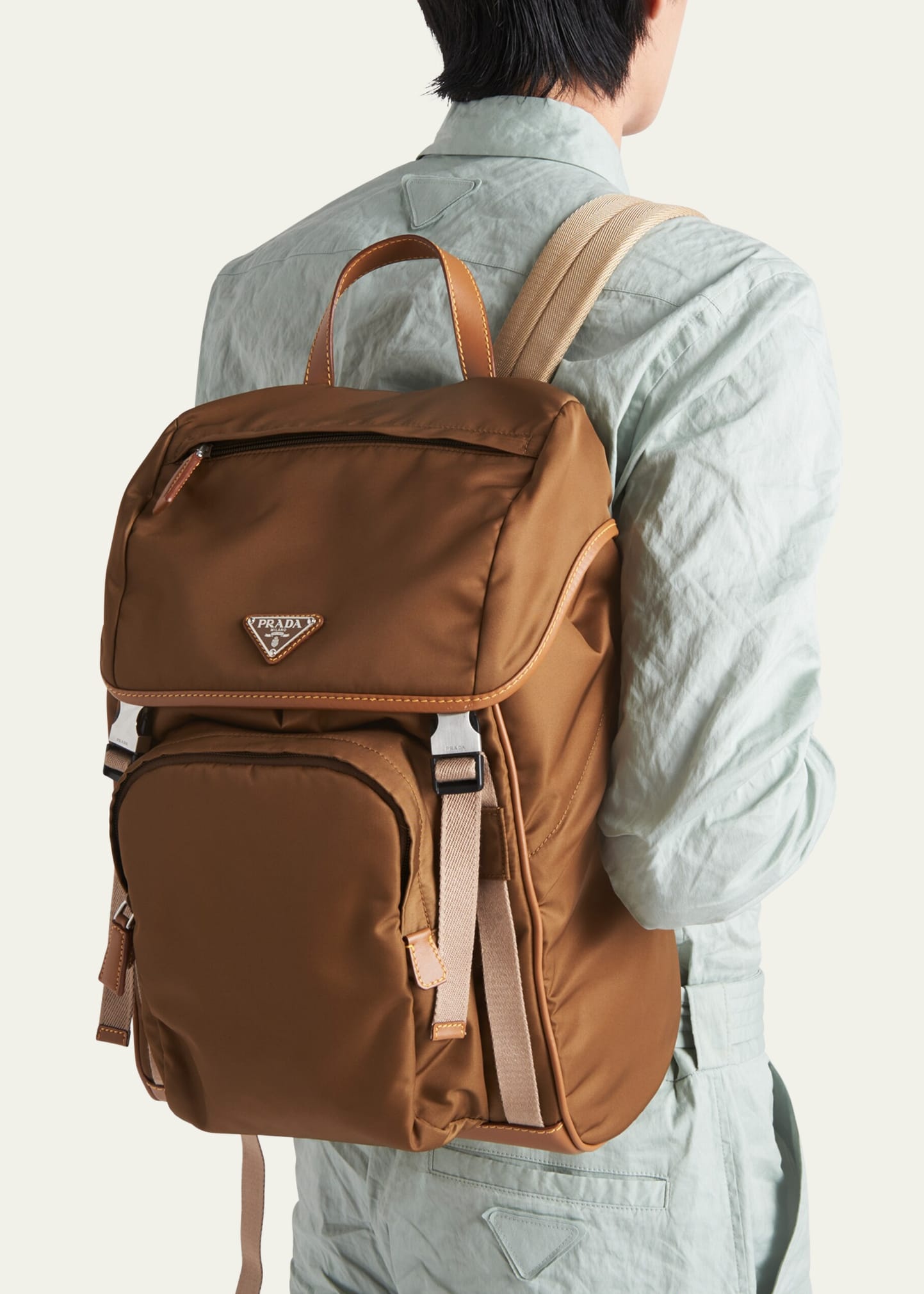 Men's Recycled Nylon and Leather Backpack - 2