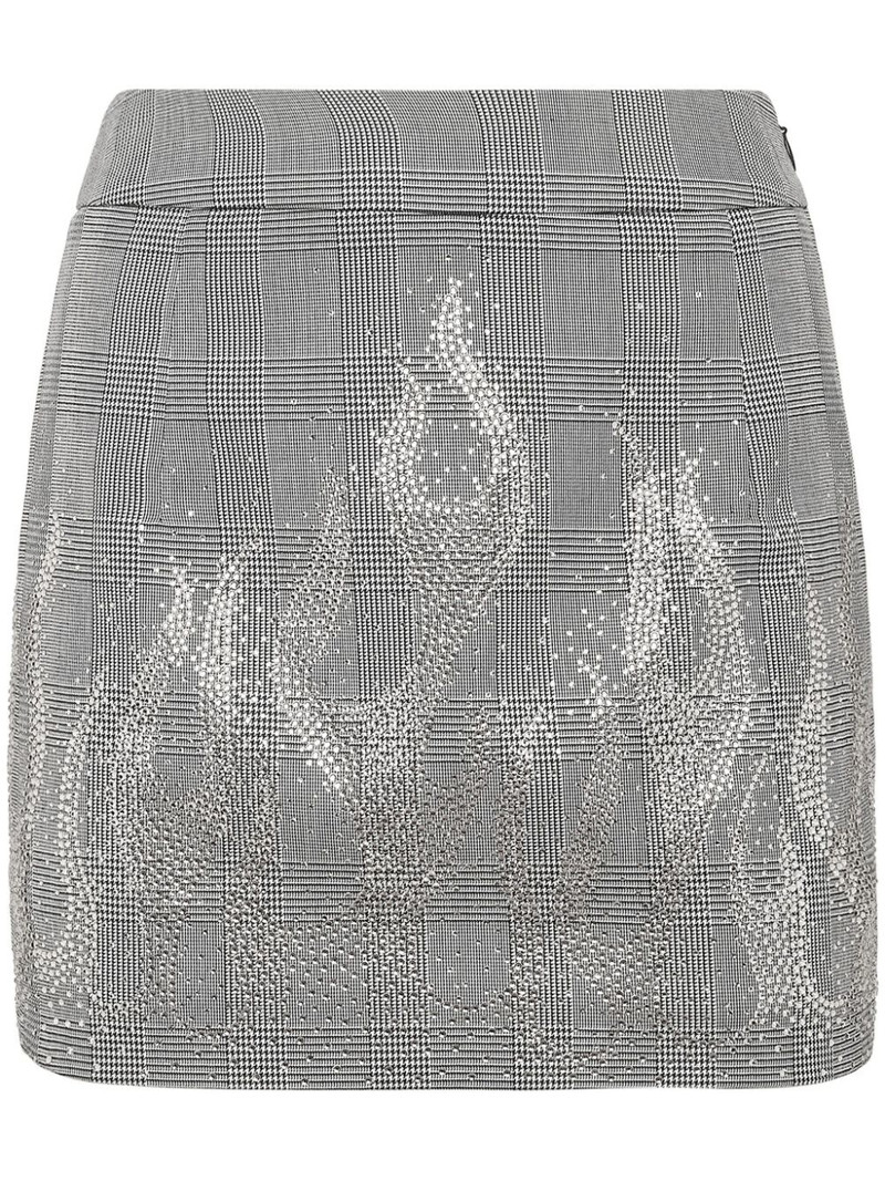 flame-appliqué mini skirt 1