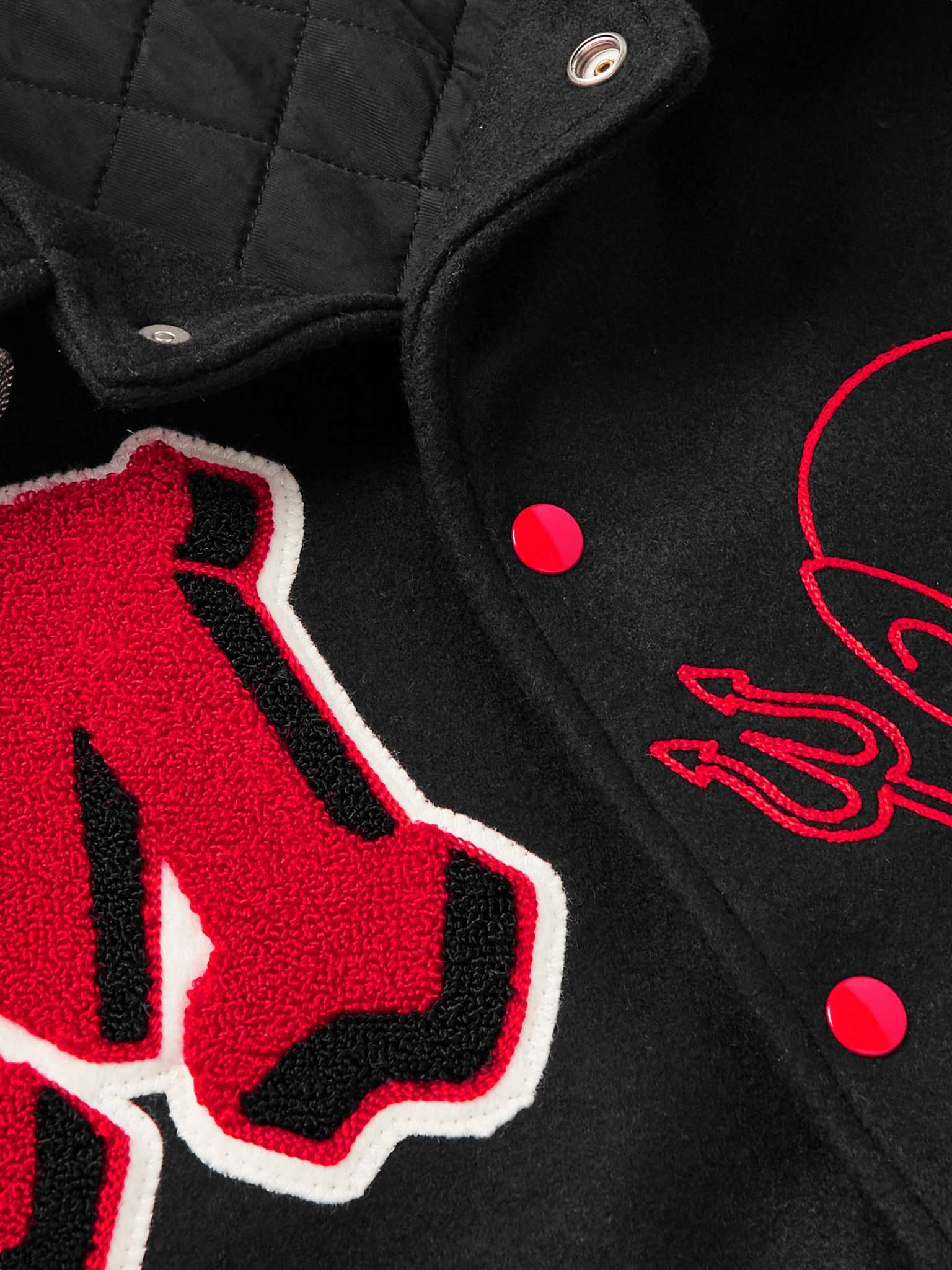 Appliquéd Embroidered Wool-Blend and Leather Bomber Jacket - 5