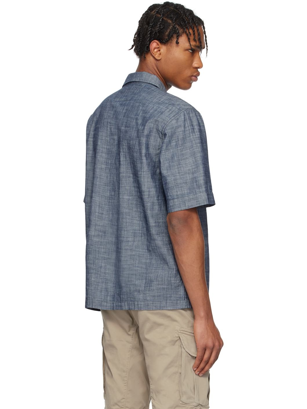C. P. Company Blue Chambray Short Sleeve Shirt - 3
