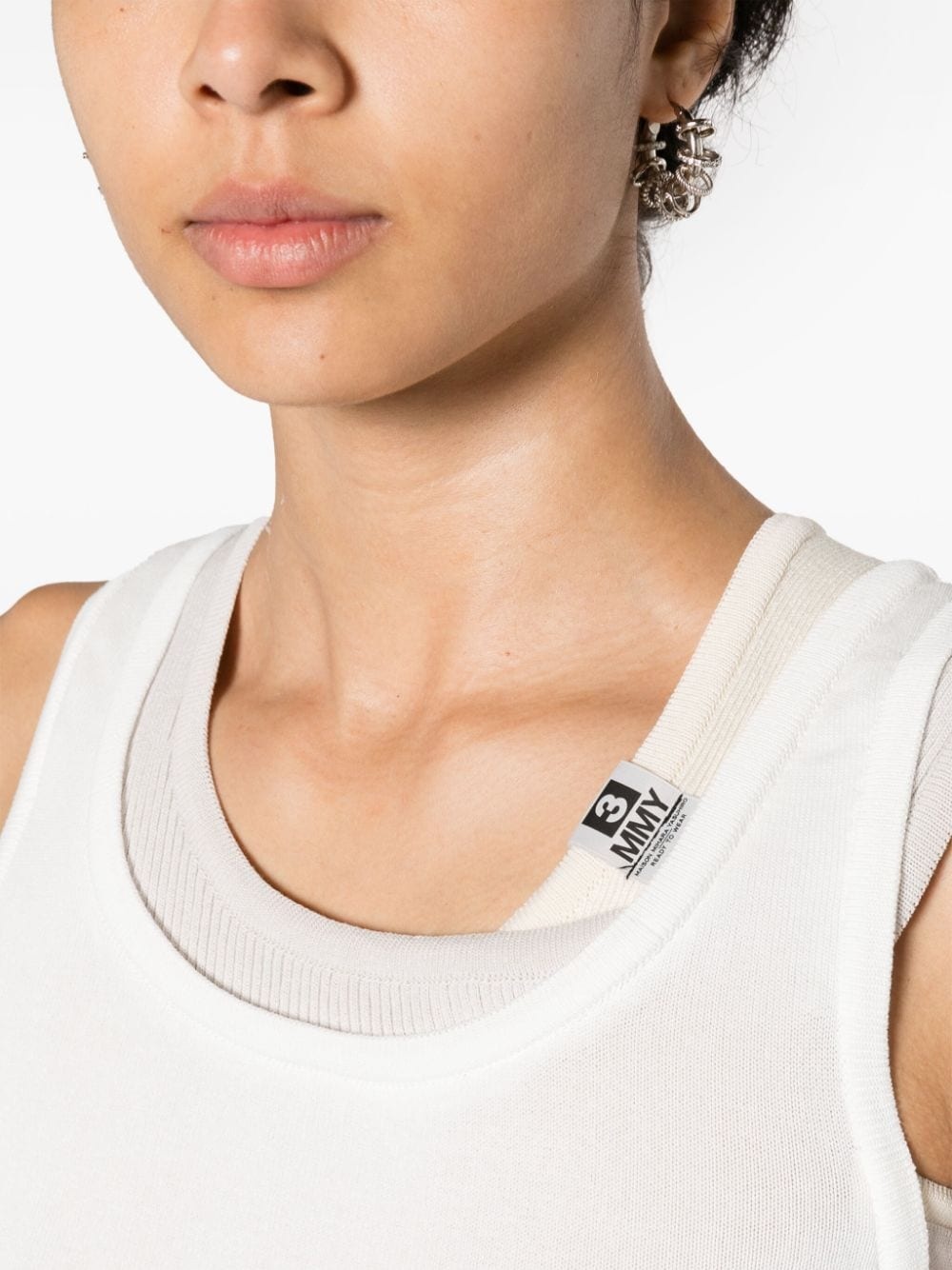 logo-patch layered tank top - 5