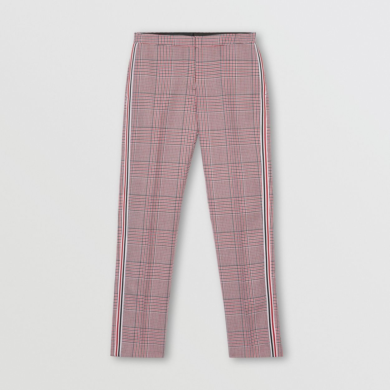 Side Stripe Houndstooth Check Wool Tailored Trousers - 1