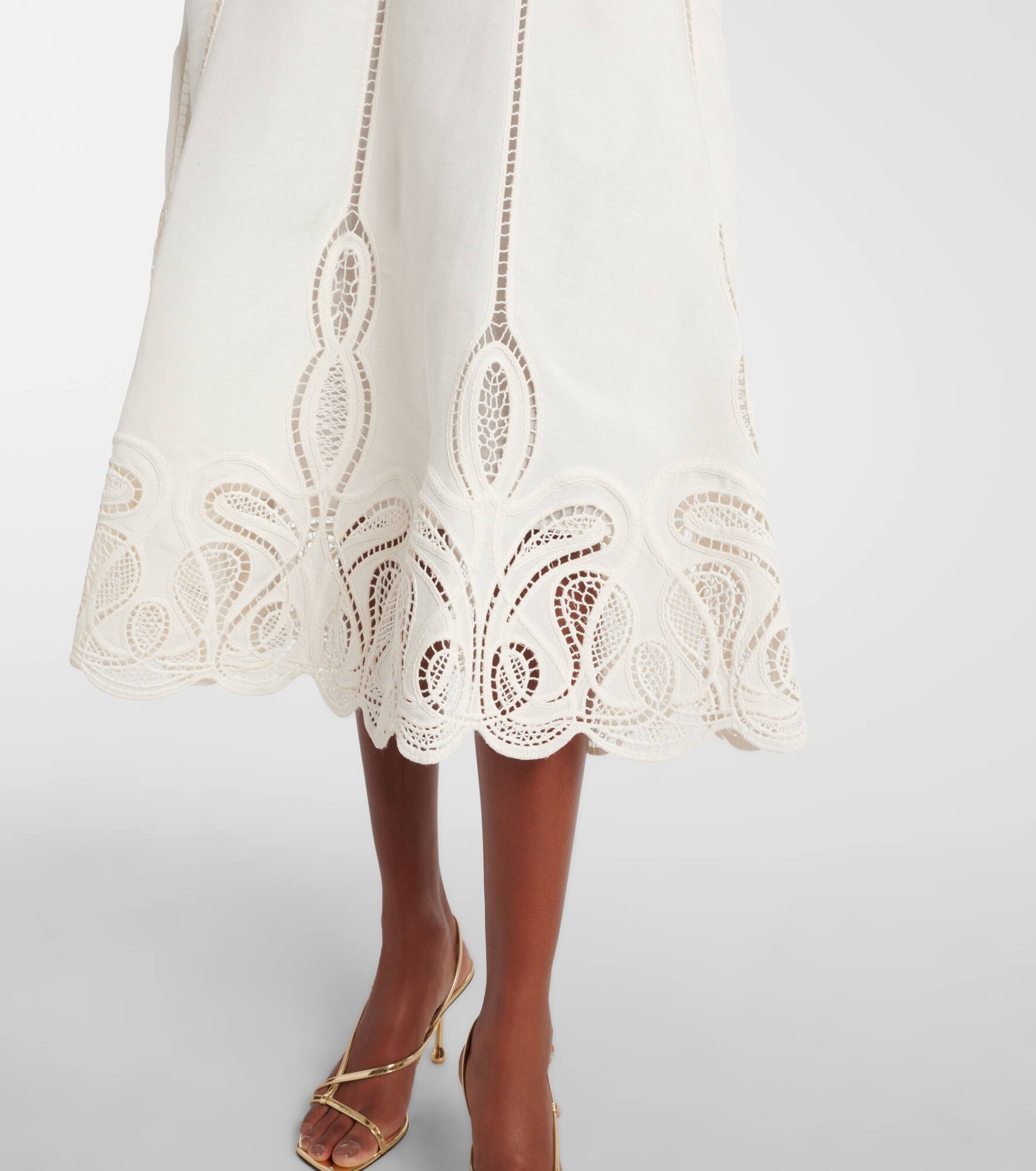 Kaius lace-trimmed line-blend midi skirt - 5