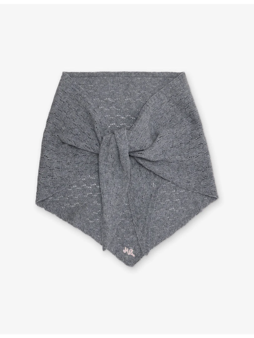 Large Triangle Pointelle Wool Scarf - 1