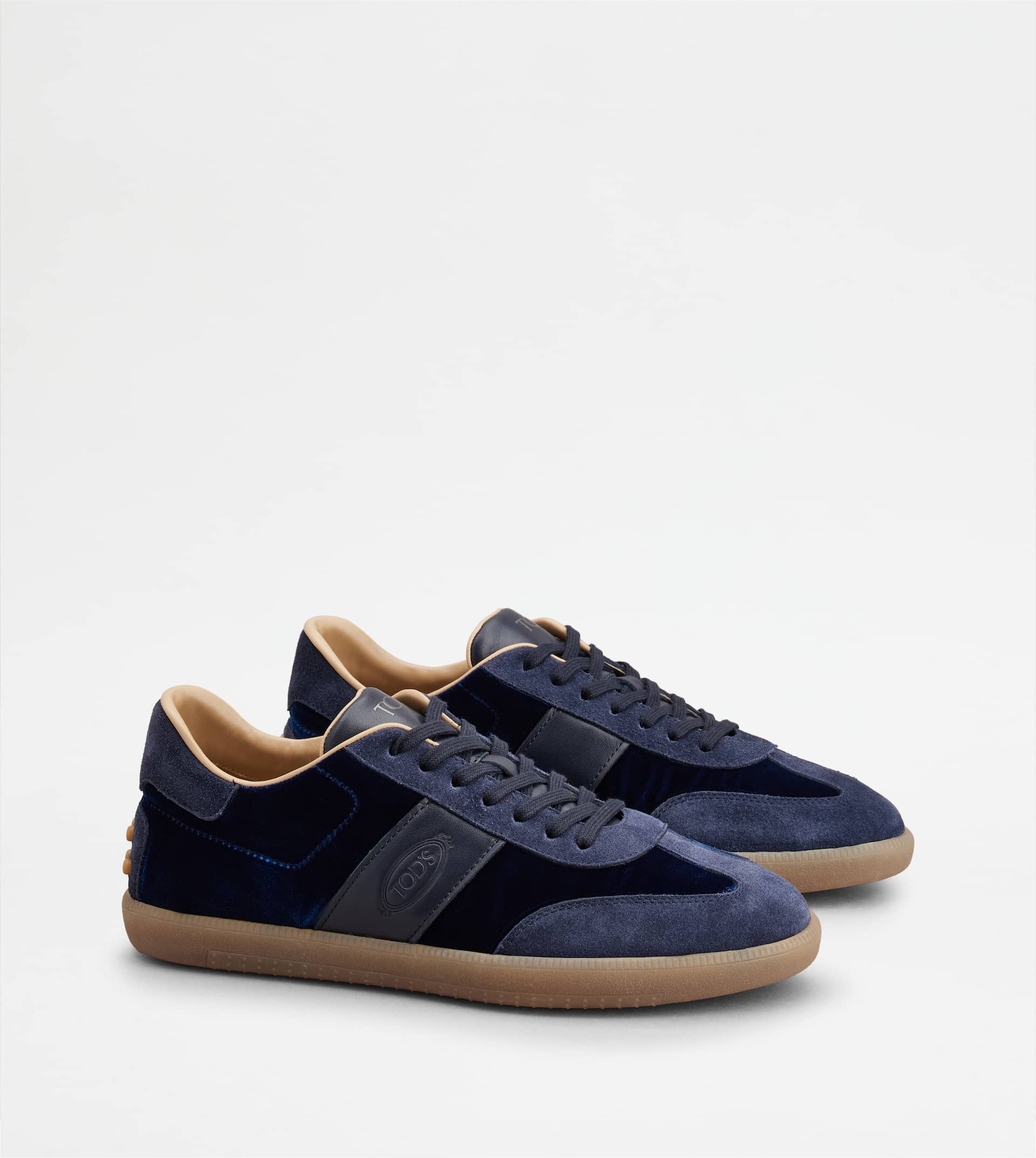 TOD'S TABS SNEAKERS IN FABRIC AND SUEDE - BLUE - 3