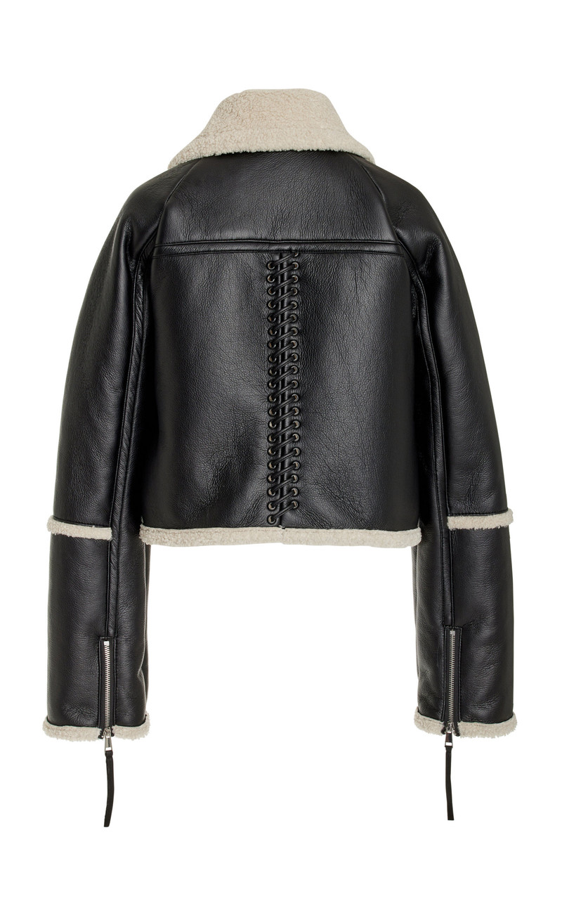 SIMKHAI Corinne Vegan Sherpa Moto Jacket black/white outlook