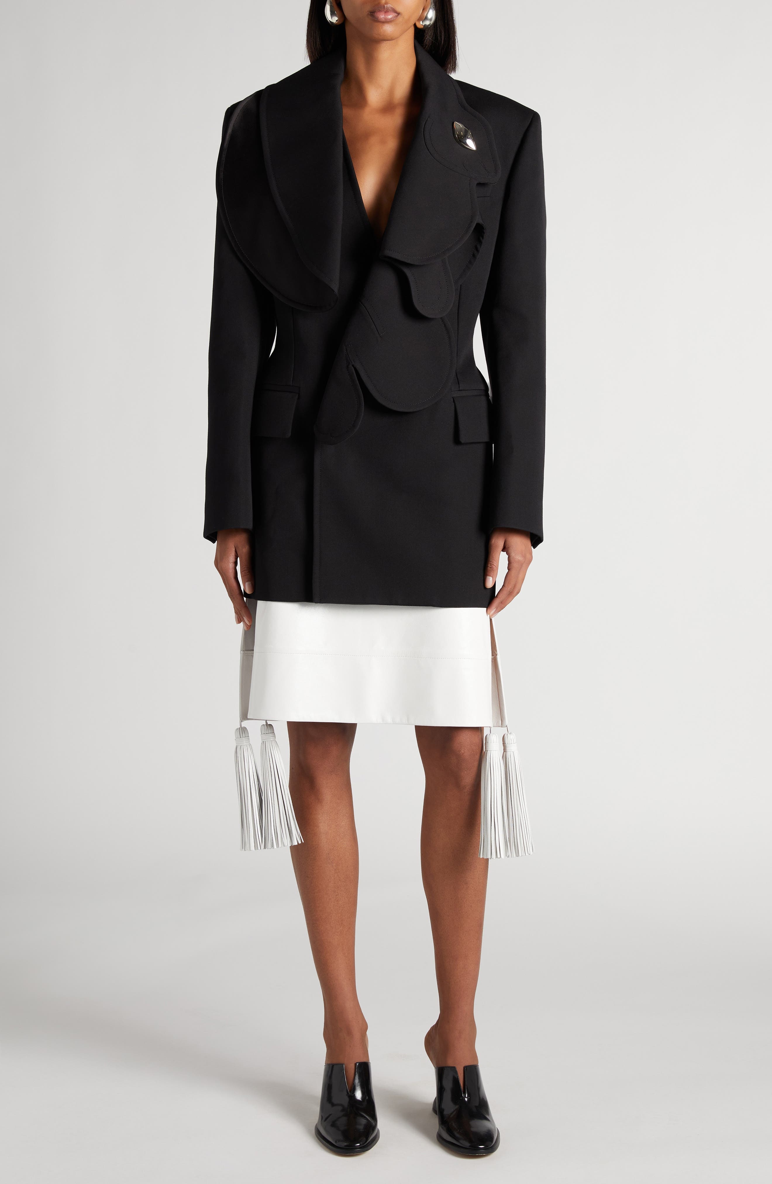 Bottega Veneta Rabbit Lapel Compact Wool Blazer in 1000 Black at Nordstrom - 2