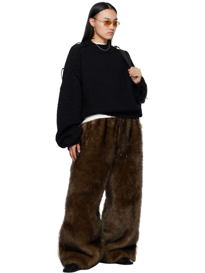 Brown Yeti Wide-Cut Bontan Faux-Fur Sweatpants 5