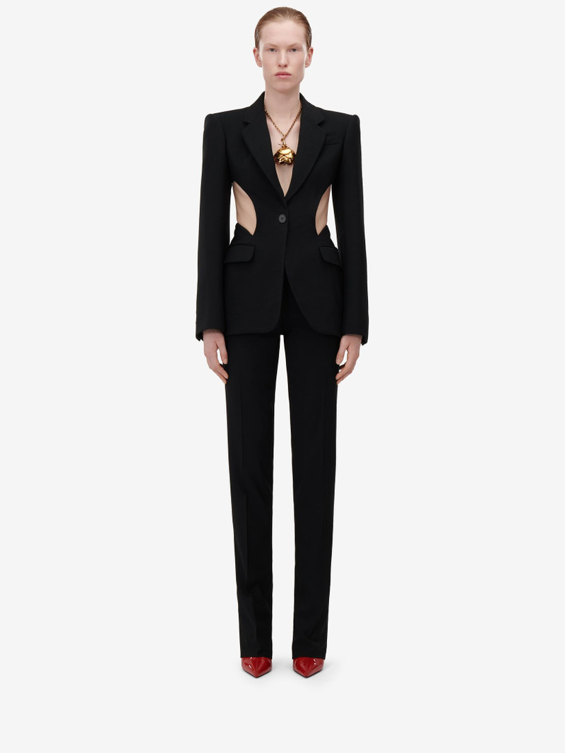 Alexander McQueen Women's Slashed Single-breasted Jacket in Black outlook
