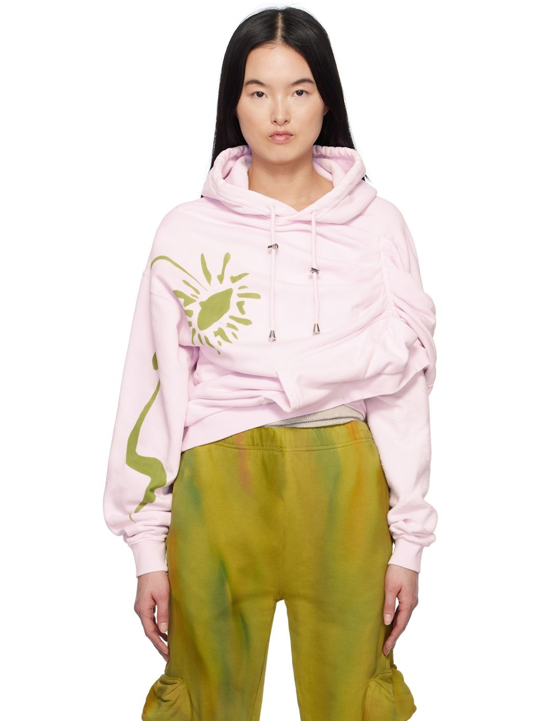 Pink Eva Draped Hoodie - 1