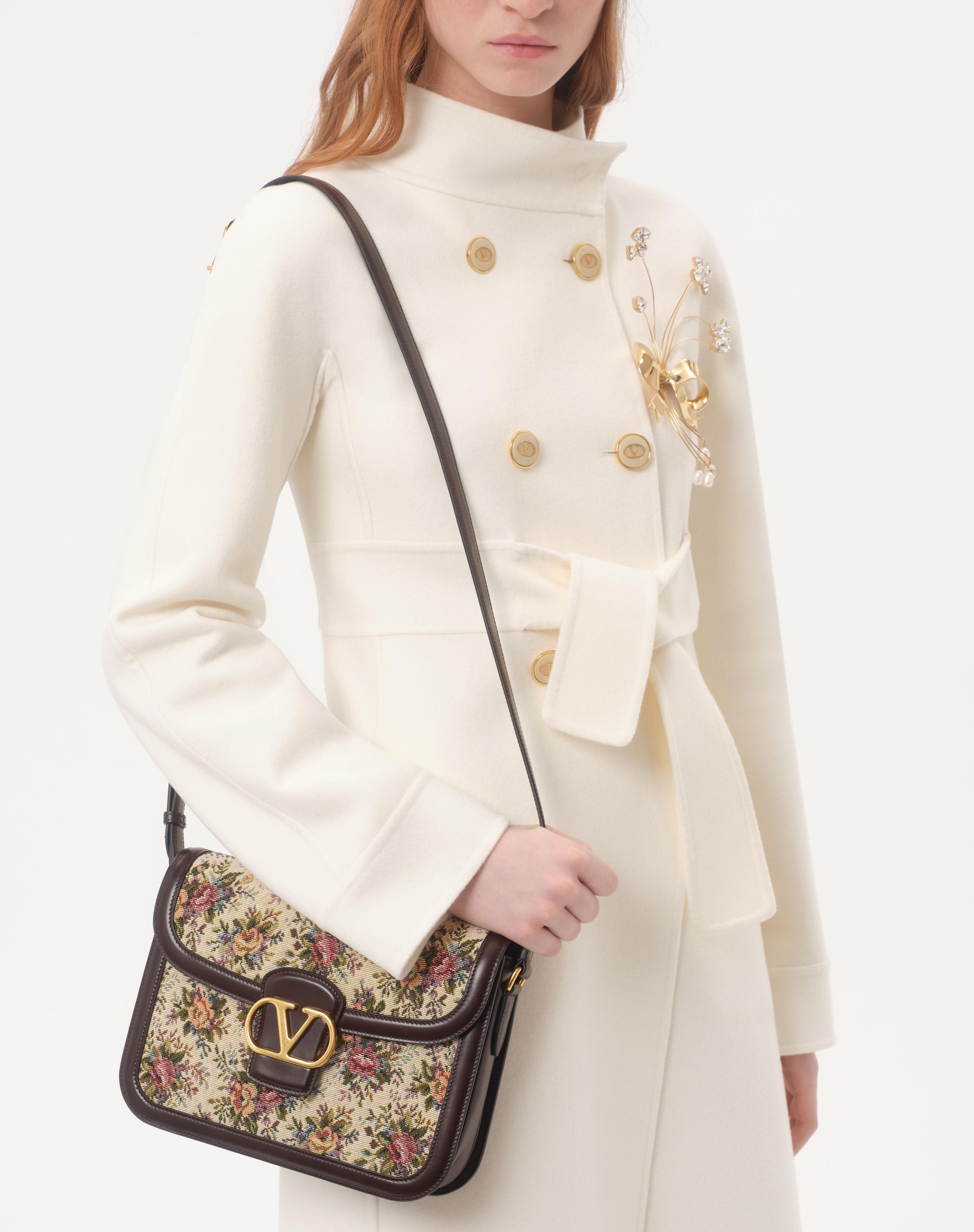 VALENTINO GARAVANI 9TO5 SHOULDER BAG IN PAPIER FLORAL JACQUARD FABRIC - 7