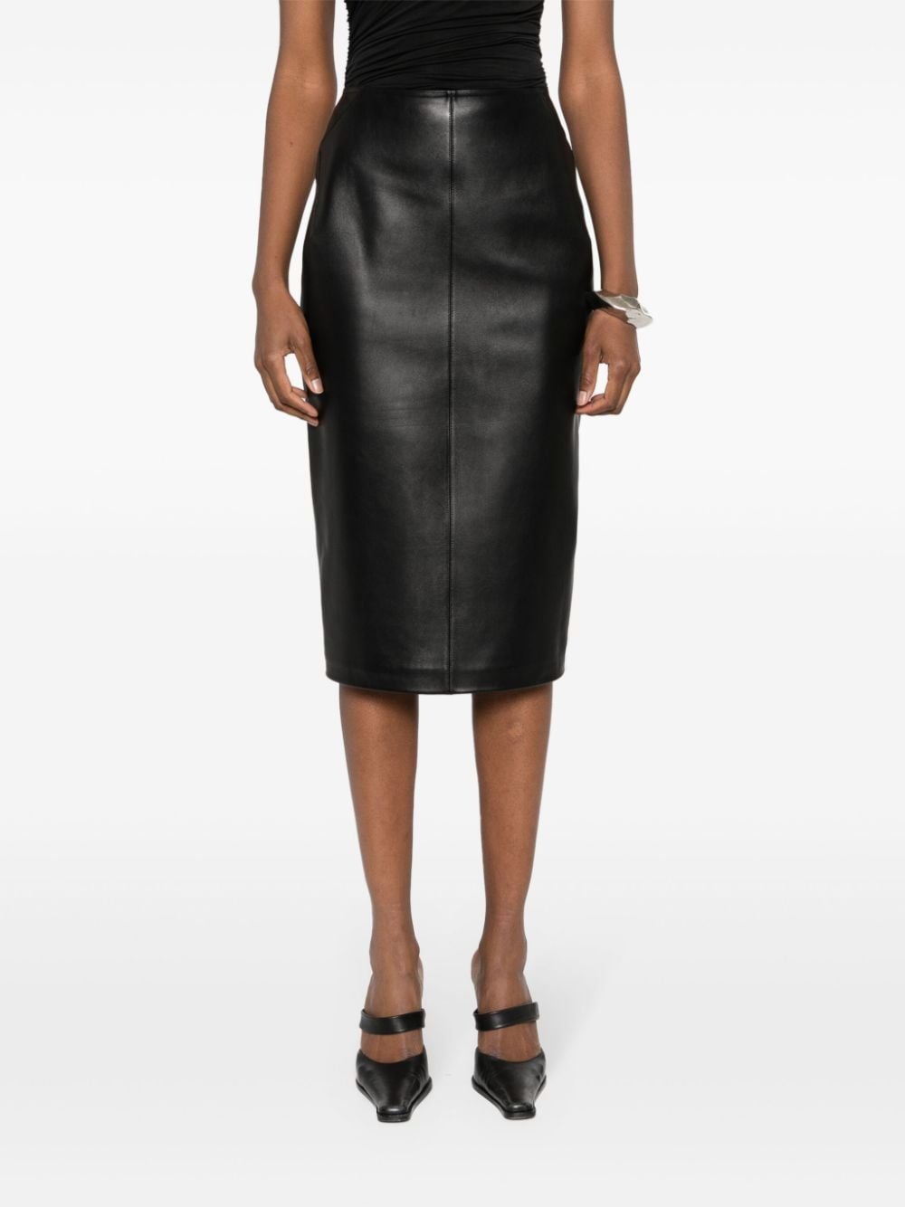 leather midi skirt - 3