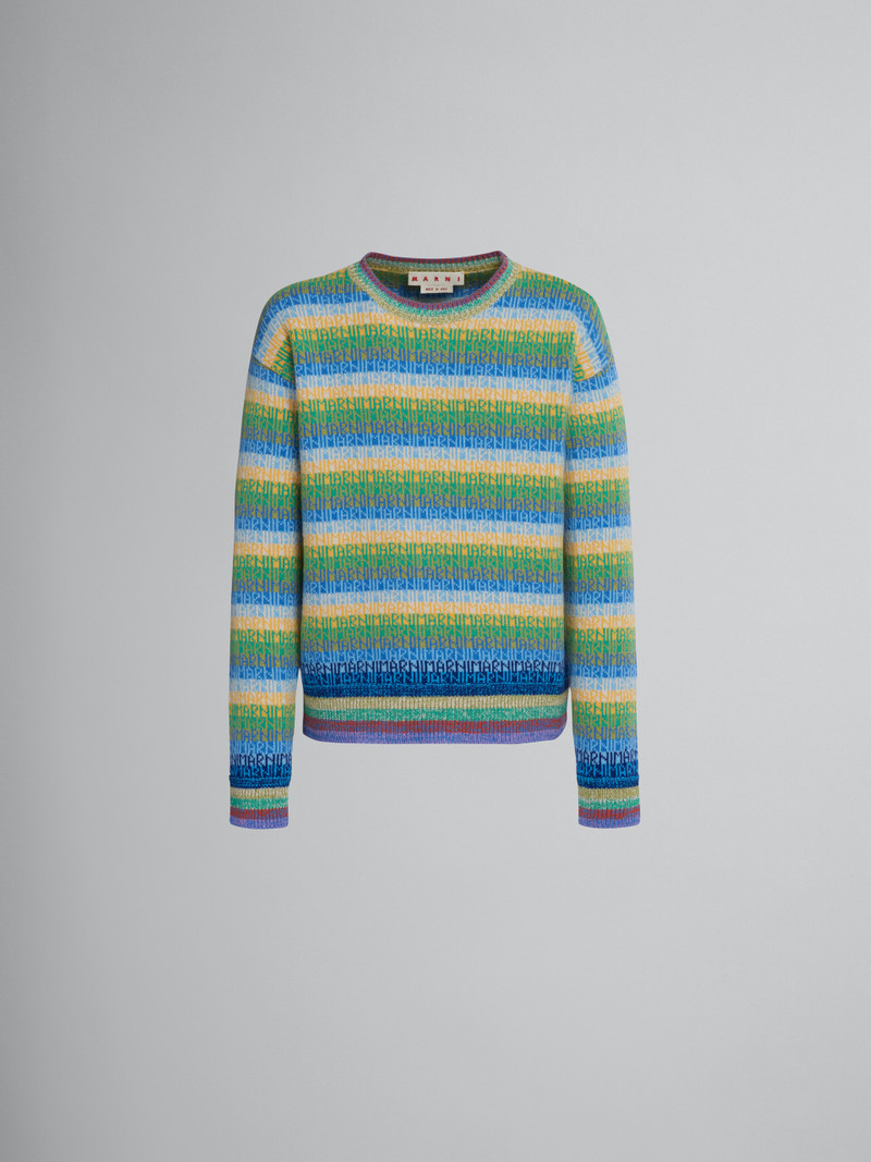 WOOL TOP WITH MULTICOLOUR STRIPES AND JACQUARD LOGO 1