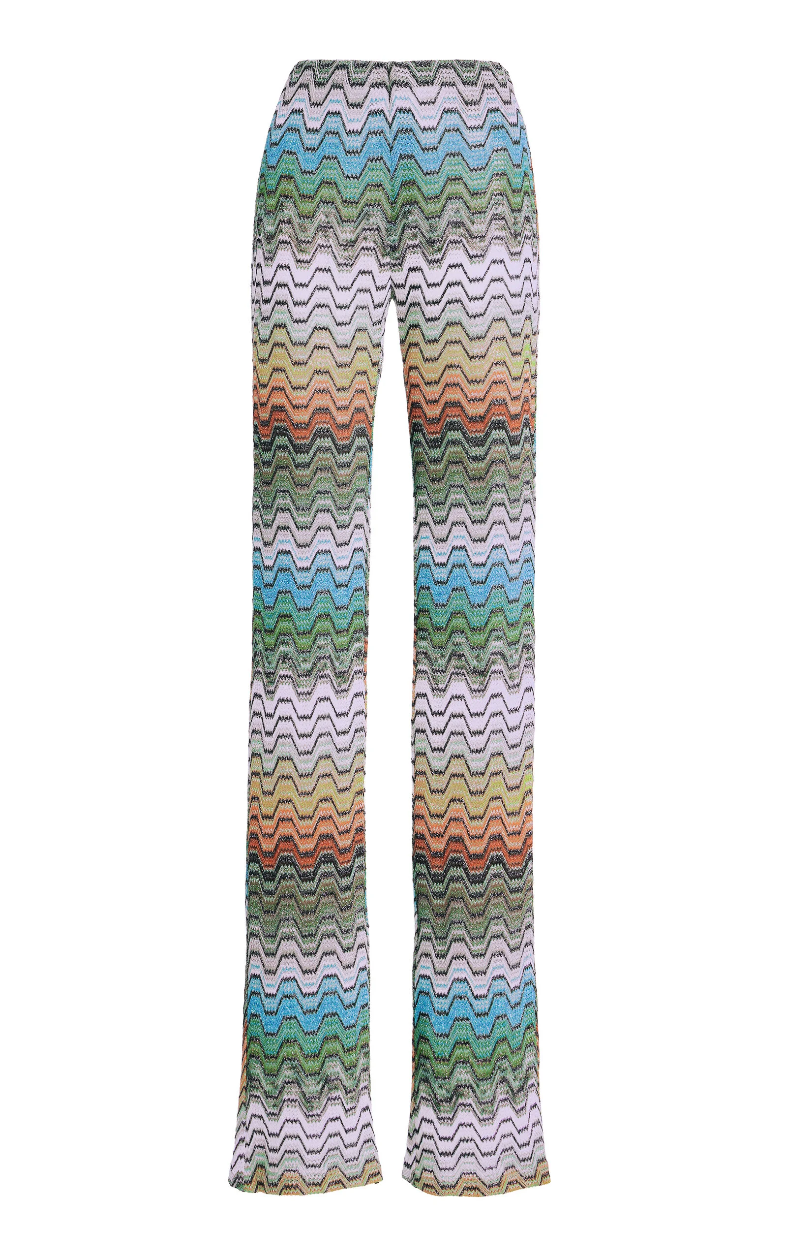 Wavy Multicolored Straight-Leg Pants blue - 1