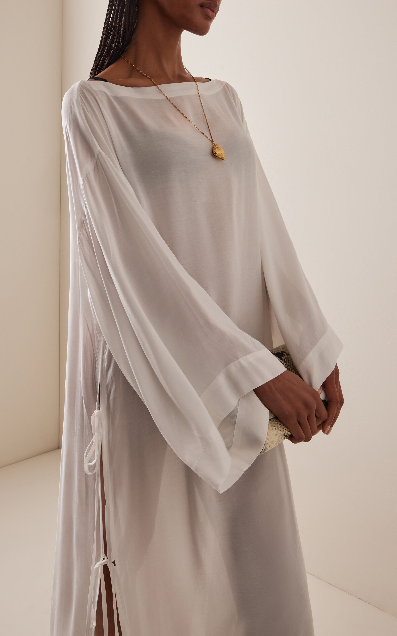 Cremona Tie-Side Voile Maxi Coverup ivory - 3