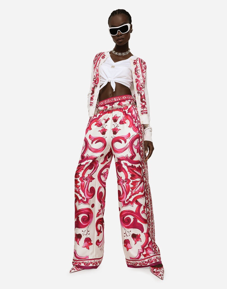 Majolica-print silk and twill cardigan - 5