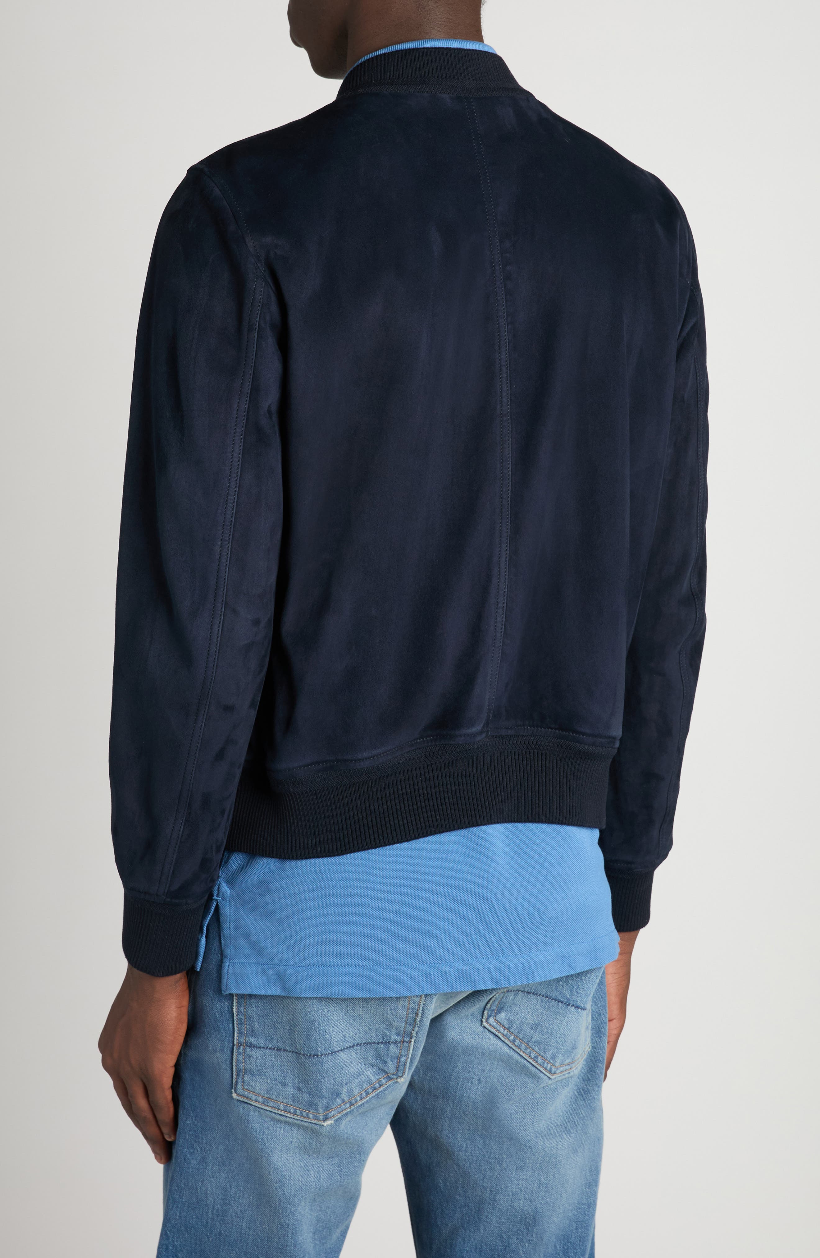 TOM FORD Suede Bomber Jacket in Hb841 Deep Indigo at Nordstrom - 2